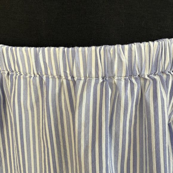 Free people blue and white striped off the shoulder button up  crop top - size S - Picture 3 of 11
